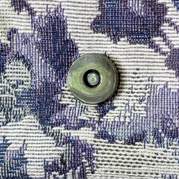 Floral Blue While Lace Rectangular Purse Shoulderbag Fold Over Snap Closure - Picture 10 of 16